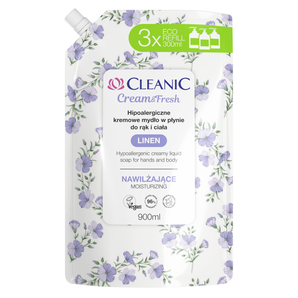 Hipoalerginis drėkinamasis kreminis muilas rankoms ir kūnui LINEN, 900 ml.