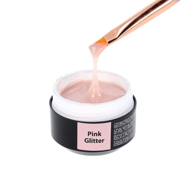 Statybinis gelis Solid "Sincero Salon", Pink Glitter, 15ml