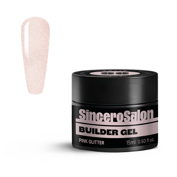 Statybinis gelis Solid "Sincero Salon", Pink Glitter, 15ml