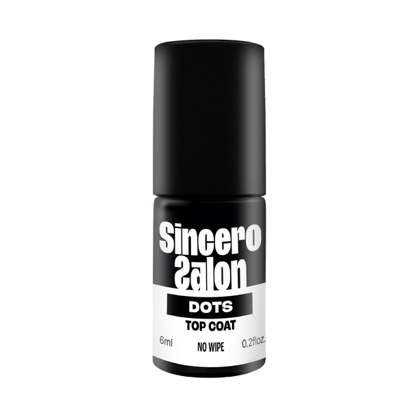 Gelinio nagų lako viršutinis sluoksnis "Sincero Salon", Top Coat No wipe, Dots, 6ml