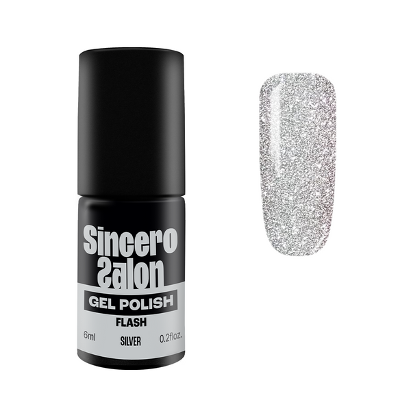 Gelinis nagų lakas "Sincero Salon", 6 ml, FLASH SILVER, 3746