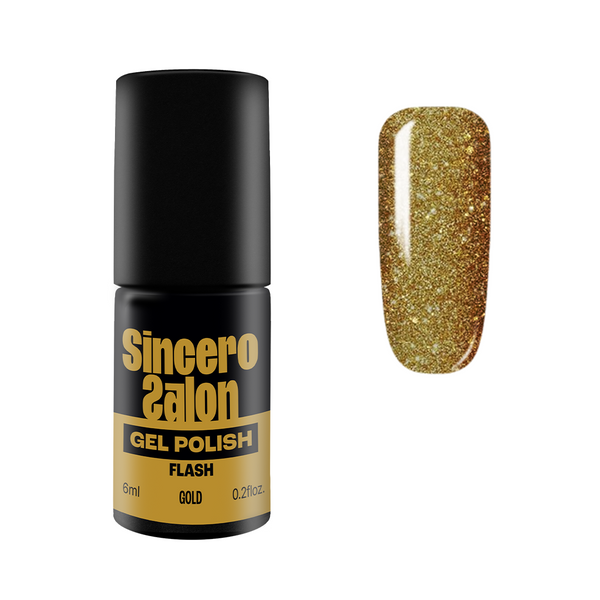Gelinis nagų lakas "Sincero Salon", 6 ml, FLASH GOLD, 3777