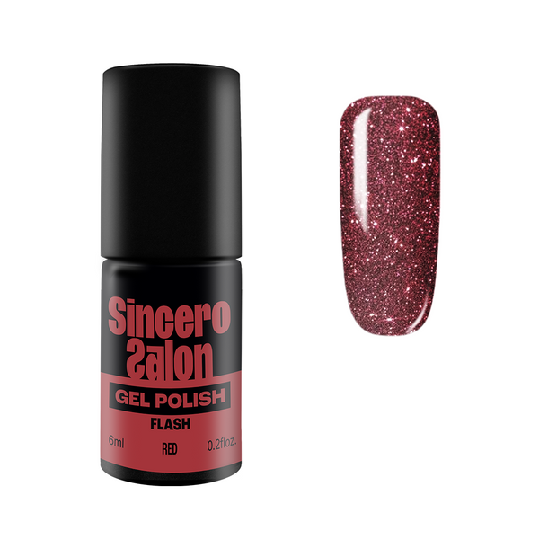 Gelinis nagų lakas "Sincero Salon", 6 ml, FLASH RED, 3791