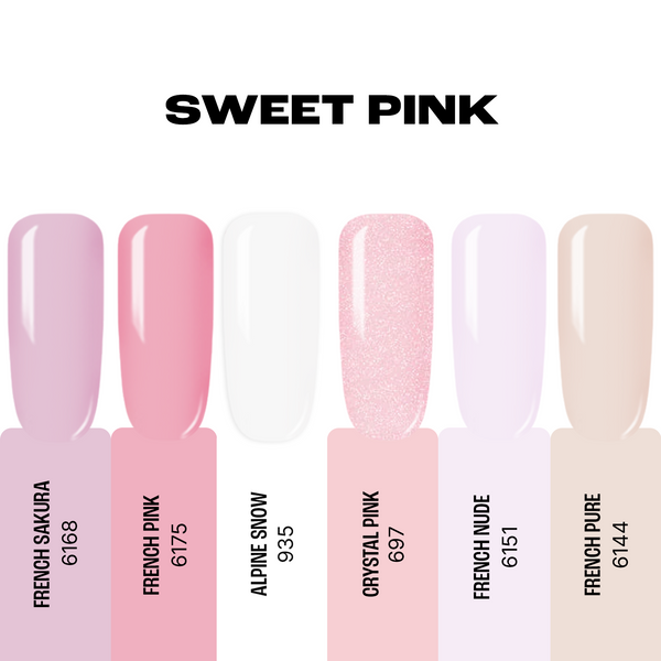 Gelinio nagų lako rinkinys "Sincero Salon" SWEET PINK, 6 vnt. x 6 ml