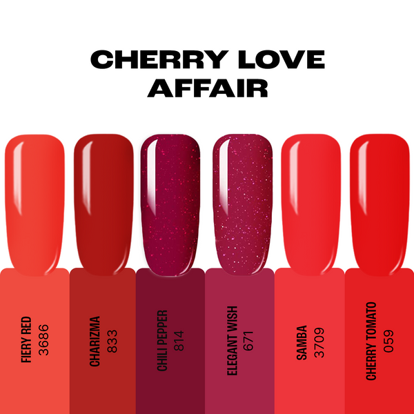 Gelinio nagų lako rinkinys "Sincero Salon" CHERRY LOVE AFFAIR, 6 vnt. x 6 ml