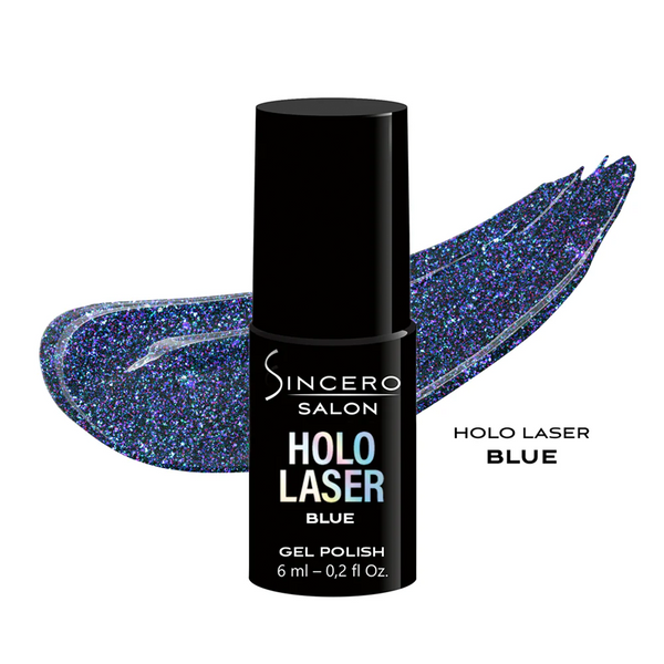 Gelinis nagų lakas "Sincero Salon", HOLO Laser, blue, 6ml