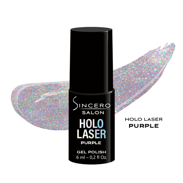 Gelinis nagų lakas "Sincero Salon", HOLO Laser, purple, 6ml