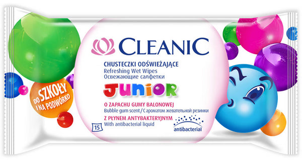 Universalios drėgnos servetėlės vaikams "Cleanic Junior" 15 vnt.