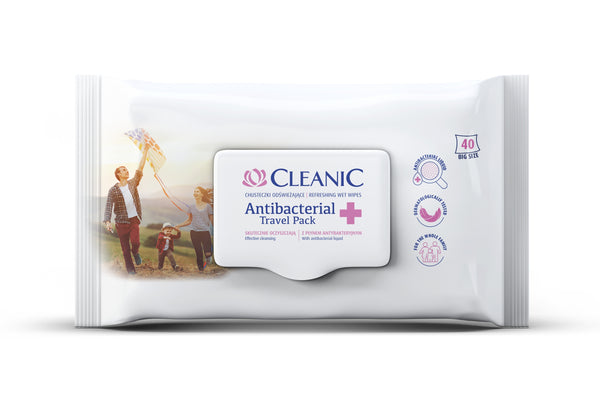 Drėgnos servetėlės "Cleanic" Antibacterical Travel Pack, 40vnt.