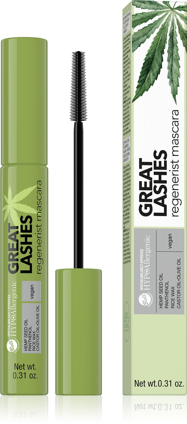 Regeneruojantis blakstienų tušas "Bell Hypoallergenic" Hemp, 9g