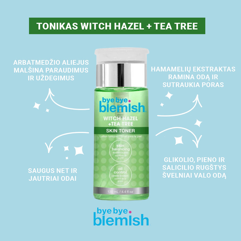 Veido tonikas "Bye Bye Blemish" Witch Hazel + Tea tree, 130 ml