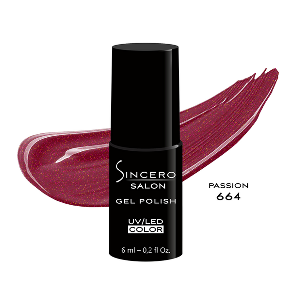 Gelinis nagų lakas "Sincero Salon", 6ml, PASSION, 664