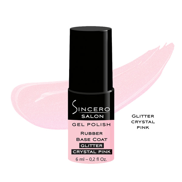 Rubber bazė "Sincero Salon", Glitter Crystal Pink, 6ml